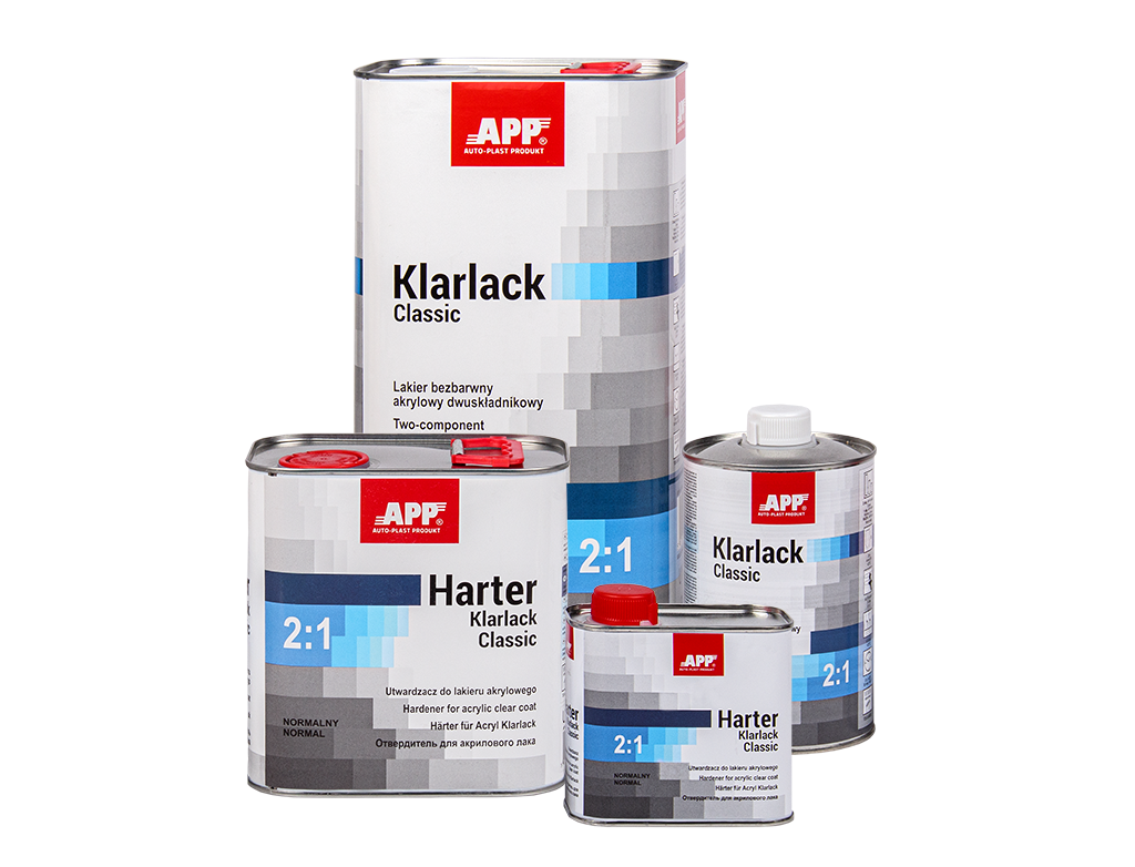 APP - Two-component acrylic clearcoat + hardener Klarlack Classic 2:1+Harter