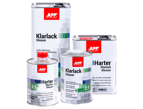 APP - Two-component acrylic clearcoat + hardener Klarlack Glosser 2:1+Harter