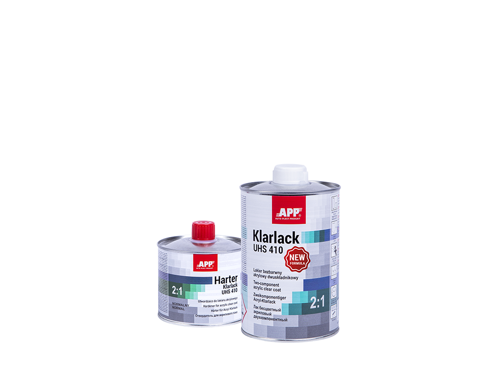 APP - Two-component acrylic clearcoat + hardener Klarlack UHS 410 New Formula 2:1+Harter