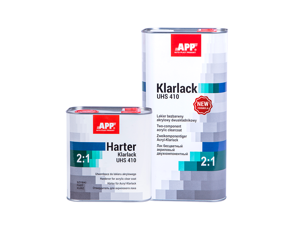 APP - Two-component acrylic clearcoat + hardener Klarlack UHS 410 New Formula 2:1+Harter