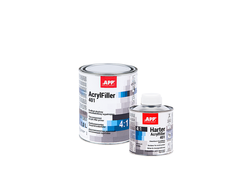 APP - Two-component acrylic primer filler HS + hardener AcrylFiller 401 4:1+Harter