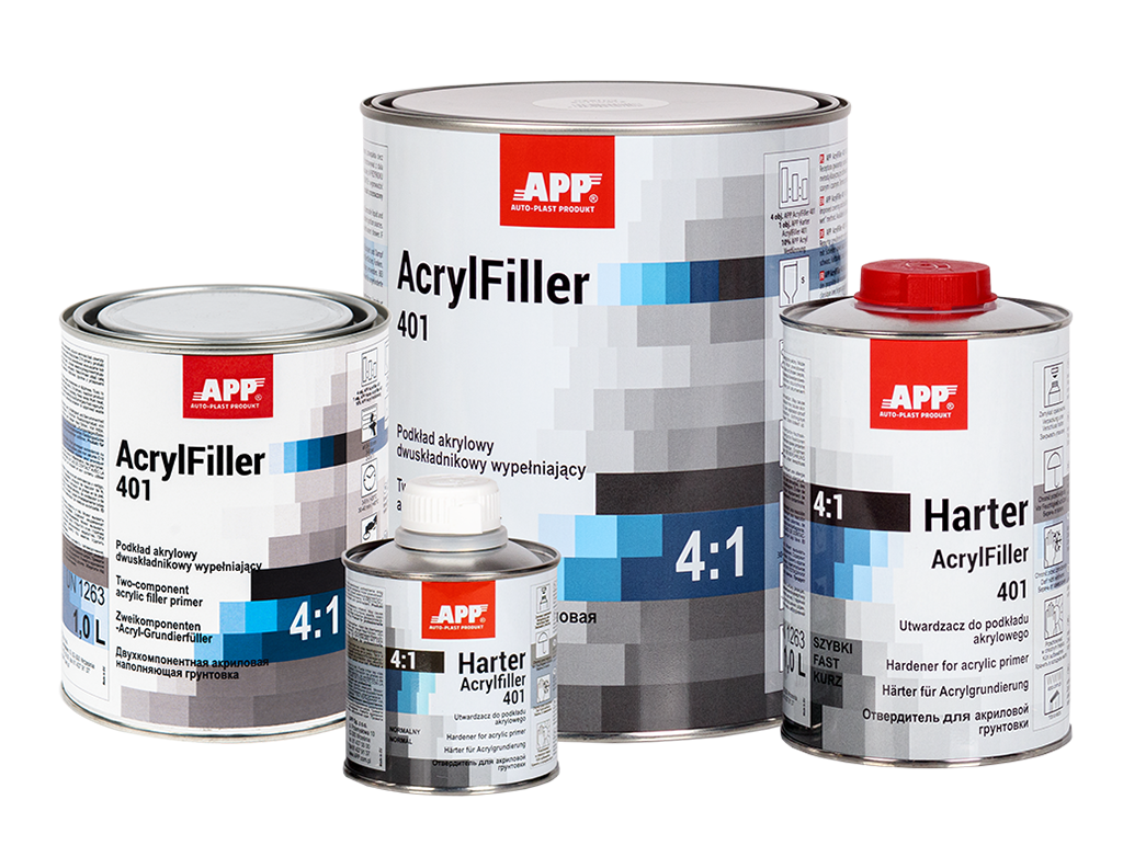 APP - Two-component acrylic primer filler HS + hardener AcrylFiller 401 4:1+Harter