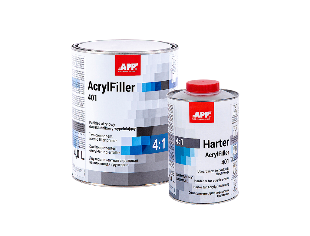 APP - Two-component acrylic primer filler HS + hardener AcrylFiller 401 4:1+Harter