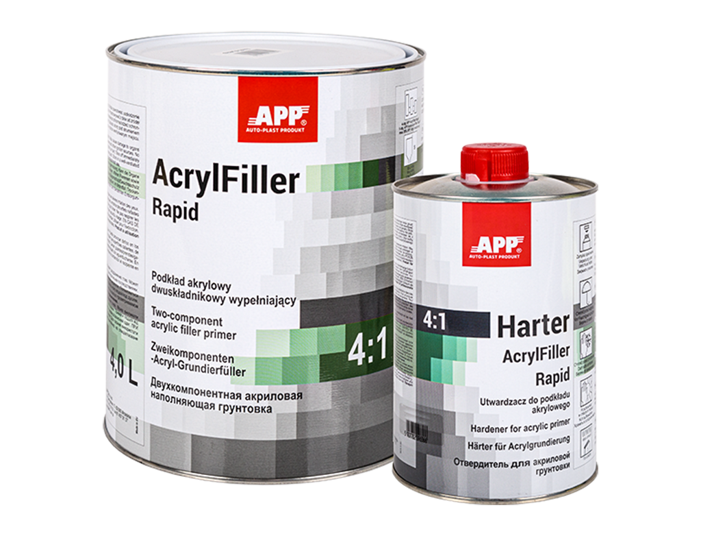 APP - Two-component acrylic primer filler HS + hardener AcrylFiller Rapid 4:1+Harter