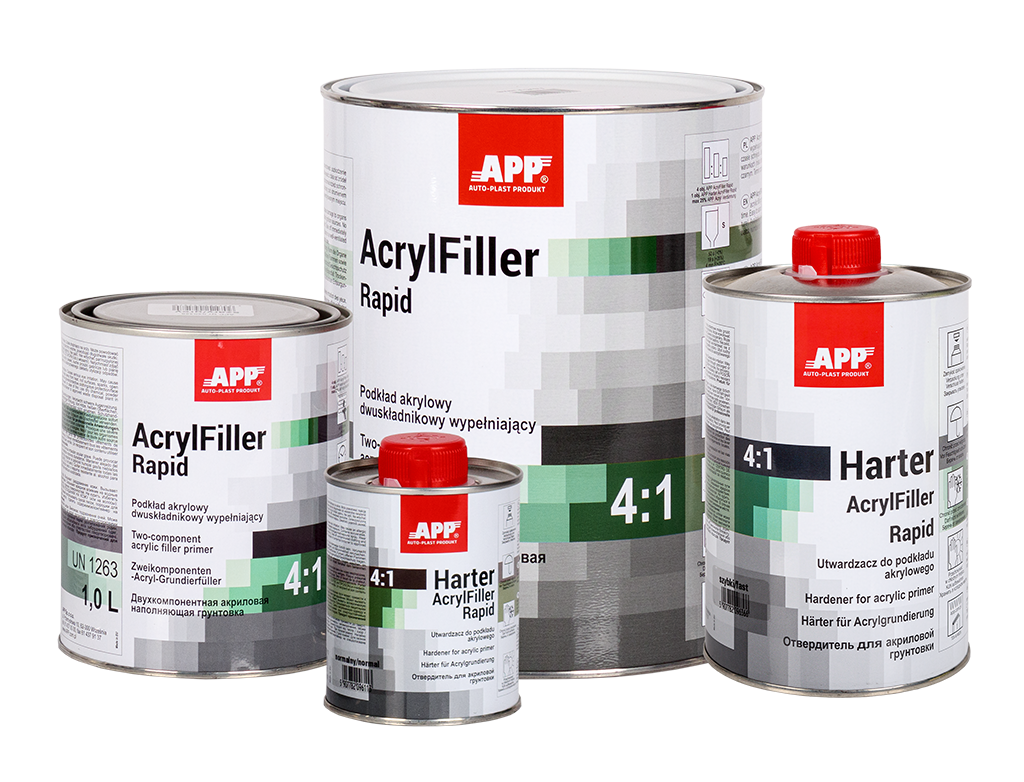 APP - Two-component acrylic primer filler HS + hardener AcrylFiller Rapid 4:1+Harter