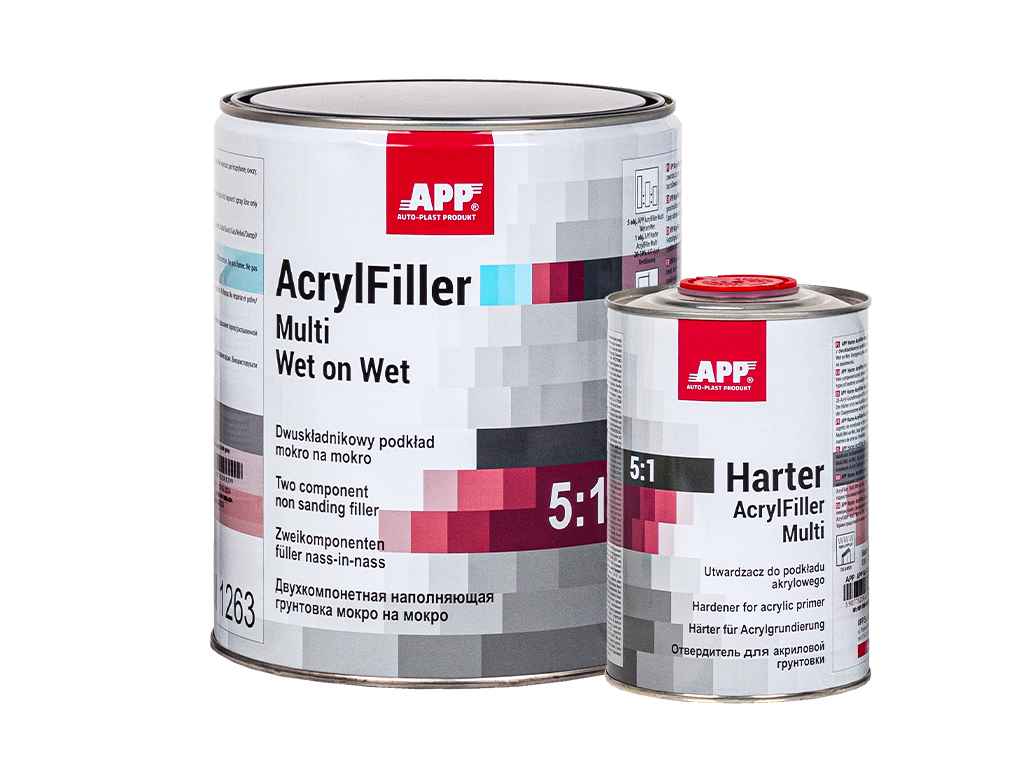 APP + Two-component non sanding filler wet on wet + Hardener AcrylFiller Multi Wet on Wet 5:1 + Harter