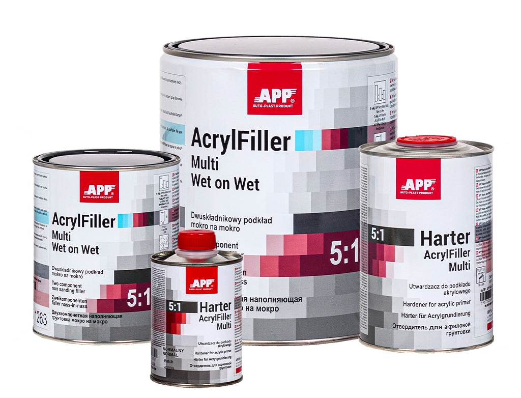 APP + Two-component non sanding filler wet on wet + Hardener AcrylFiller Multi Wet on Wet 5:1 + Harter