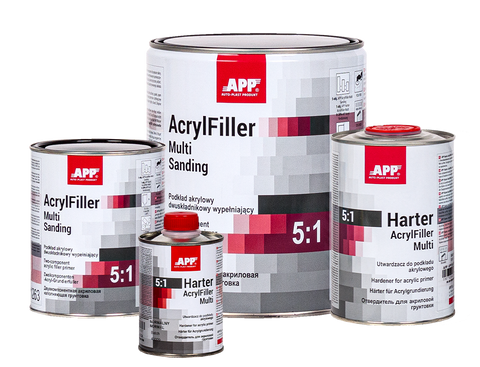 APP + Two component acrylic primer filler HS + hardener AcrylFiller Multi Sanding 5:1 + Harter