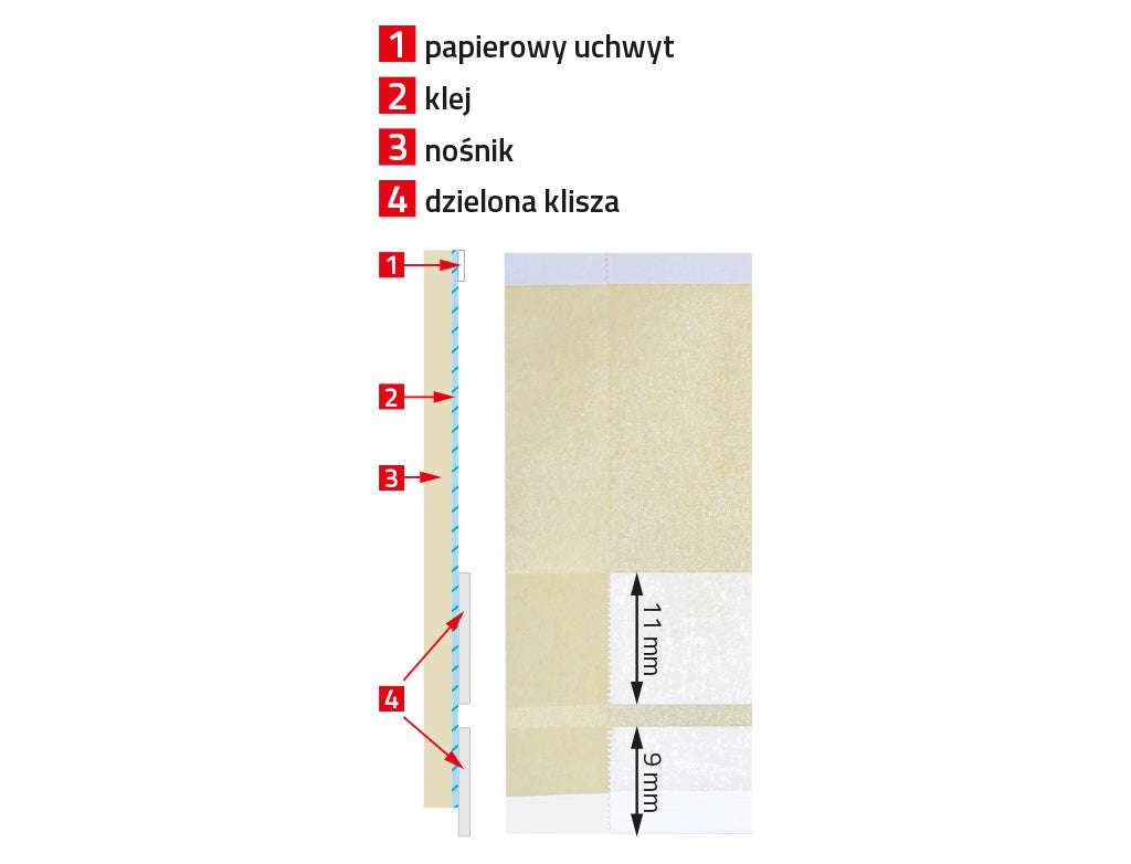 APP - Masking-Deflecting tape with split film 9/11 mm TOM 2