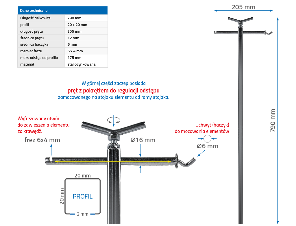 NTools - Universal hanger for spraying stand (with regulation knob) ZUR