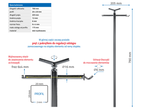 NTools - Universal hanger for spraying stand (with regulation knob) ZUR