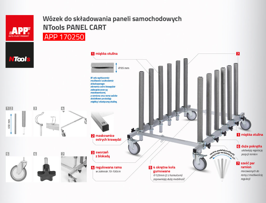 NTools - Trolley for storing car panels PANEL CART