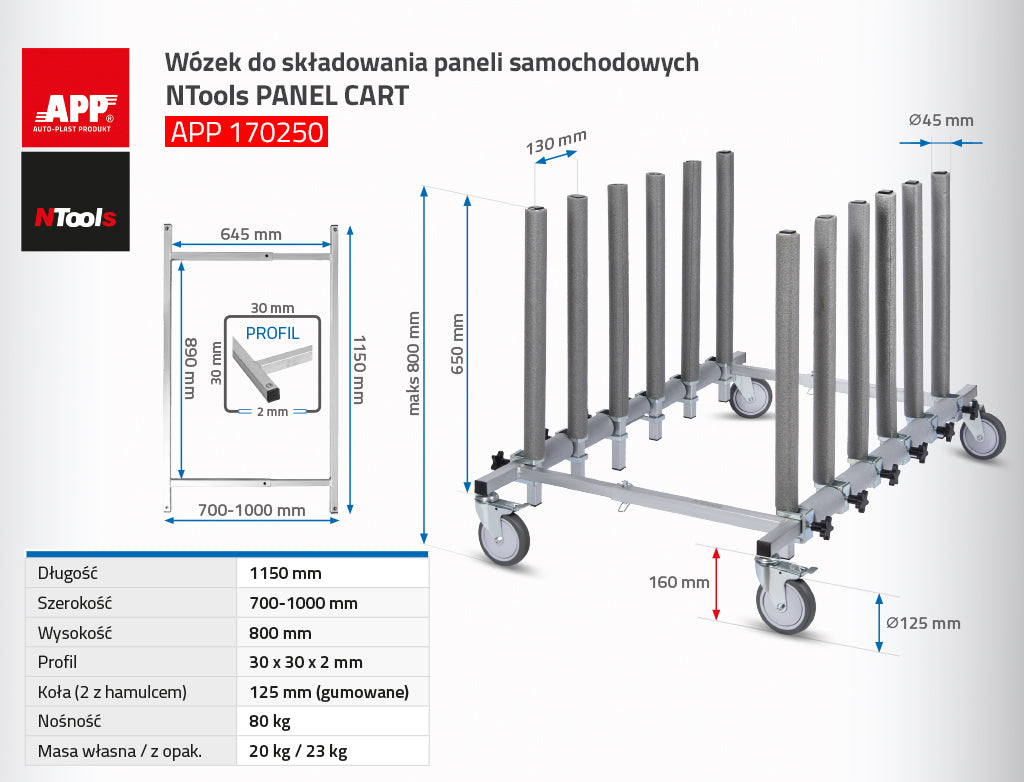 NTools - Trolley for storing car panels PANEL CART