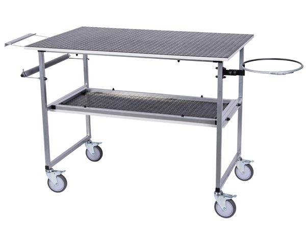 NTools - Mobile workbench with a hoop for the bag and dispenser for cleaning cloth MTABLE