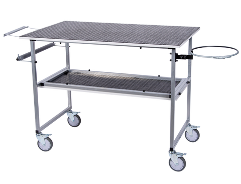 NTools - Mobile workbench with a hoop for the bag and dispenser for cleaning cloth MTABLE