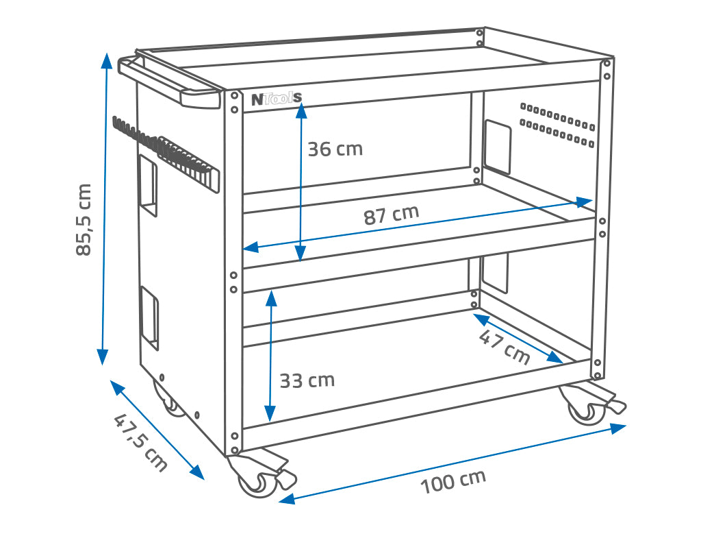 NTools - Trolley Three Shelf APP 3S Heavy