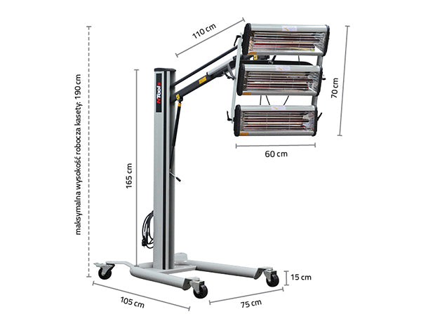 NTools - Radiator 3x1, 1kW with a time switch and power regulation, on a telescopic arm NTools FDS 3300