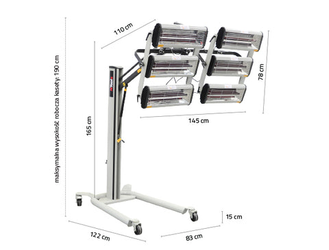 NTools - Radiator 6x1, 1kW with a time switch and power regulation, on a telescopic arm NTools FDS 6600