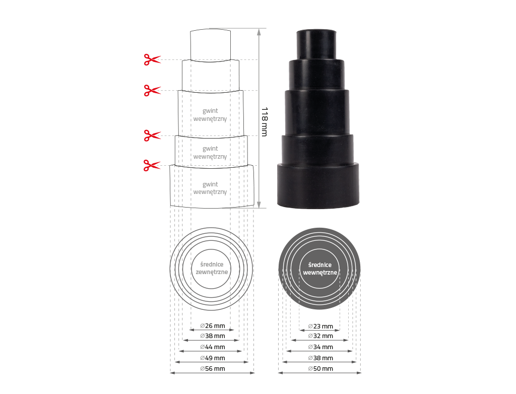 NTools - Adapter for connecting electrical and pneumatic devices to the dust extraction hose NTools ADO 50