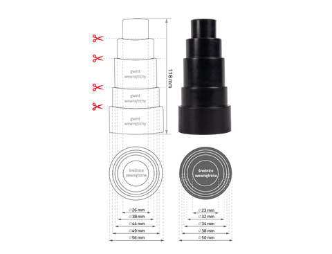 NTools - Adapter for connecting electrical and pneumatic devices to the dust extraction hose NTools ADO 50